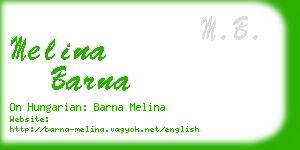 melina barna business card